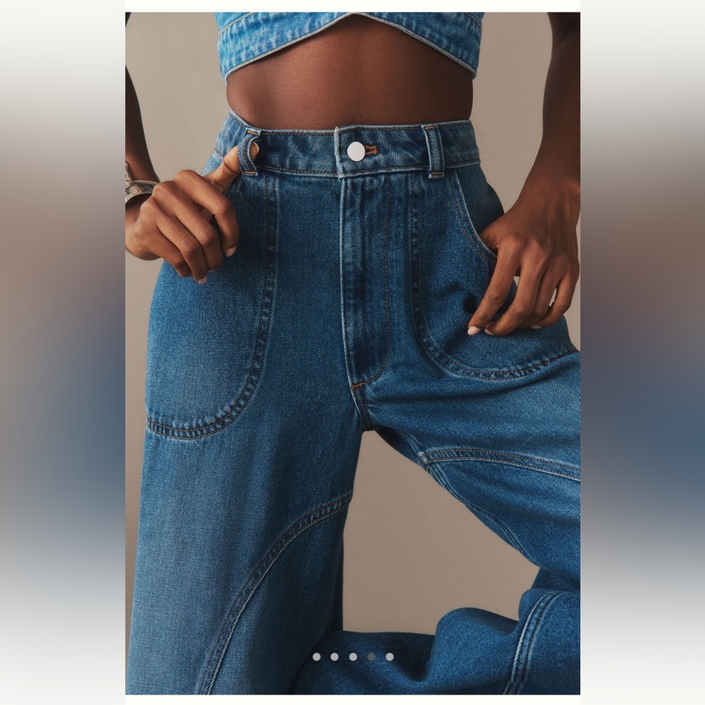 Pilcro • Godet Palazzo Mid-Rise Wide-Leg Jeans - Picture 4 of 9